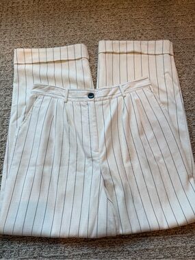 Worthington Cream Pinstripe Wide-Leg Pants